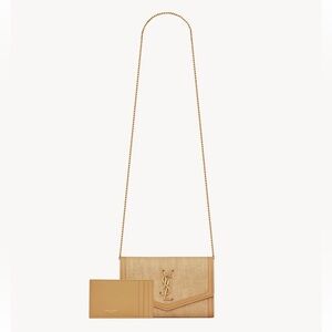 Saint Laurent UPTOWN CHAIN WALLET IN MICRO RAFFIA